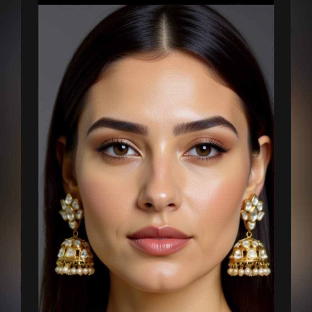 High Quality Polki bead Jhumka with shell pears Earrings